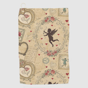 Vintage Cupid's Romantic Pattern (1) Golf Towel