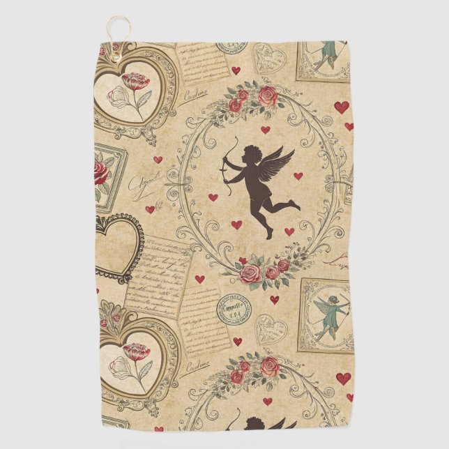 Vintage Cupid's Romantic Pattern (1) Golf Towel (Front)