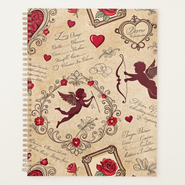 Vintage Cupid's Romantic Pattern (2) Planner (Front)