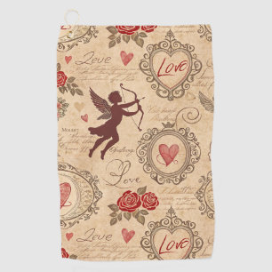 Vintage Cupid's Romantic Pattern (3) Golf Towel