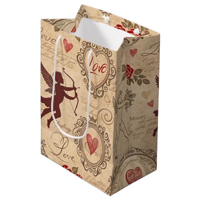 Vintage Cupid's Romantic Pattern (3) Medium Gift Bag (Front Angled)