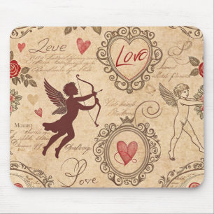 Vintage Cupid's Romantic Pattern (3) Mouse Pad