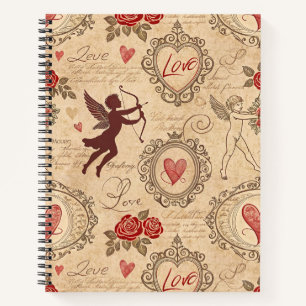 Vintage Cupid's Romantic Pattern (3) Notebook