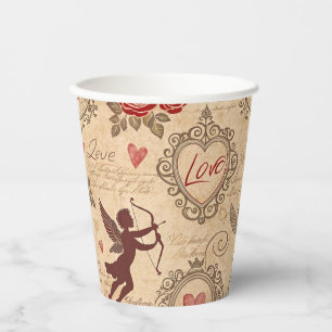 Vintage Cupid's Romantic Pattern (3) Paper Cups