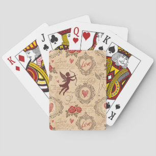 Vintage Cupid's Romantic Pattern (3) Playing Cards