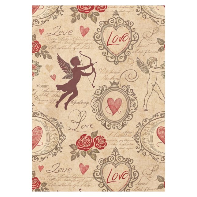 Vintage Cupid's Romantic Pattern (3) Tablecloth (Front)
