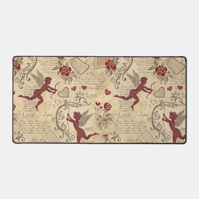 Vintage Cupid's Romantic Pattern (5) Desk Mat (Front)
