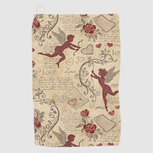 Vintage Cupid's Romantic Pattern (5) Golf Towel