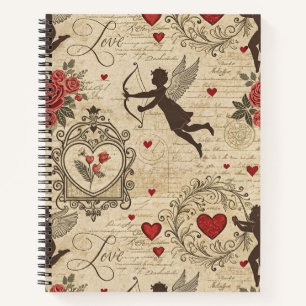 Vintage Cupid's Romantic Pattern (6) Notebook