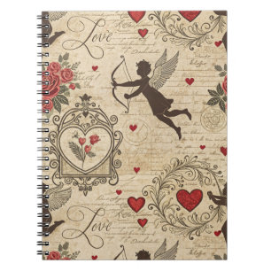 Vintage Cupid's Romantic Pattern (6) Notebook