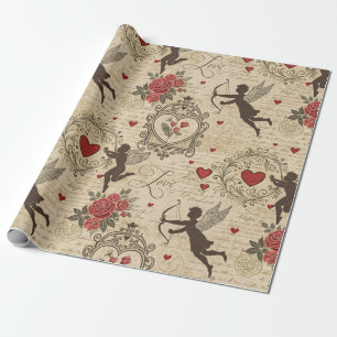 Vintage Cupid's Romantic Pattern (6) Wrapping Paper