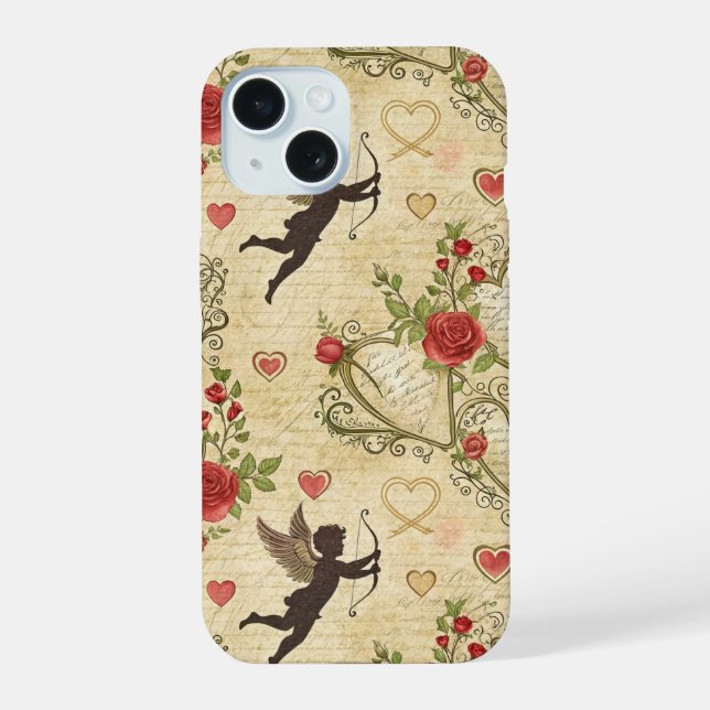 Vintage Cupid's Romantic Pattern (7) iPhone 15 Case (Back)