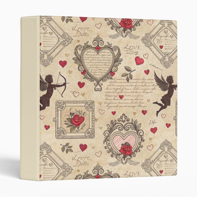 Vintage Cupid's Romantic Pattern (8) Binder (Front/Spine)