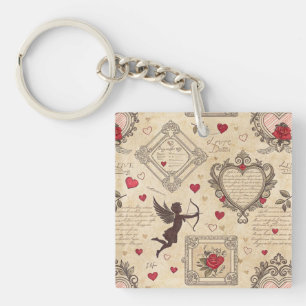Vintage Cupid's Romantic Pattern (8) Keychain