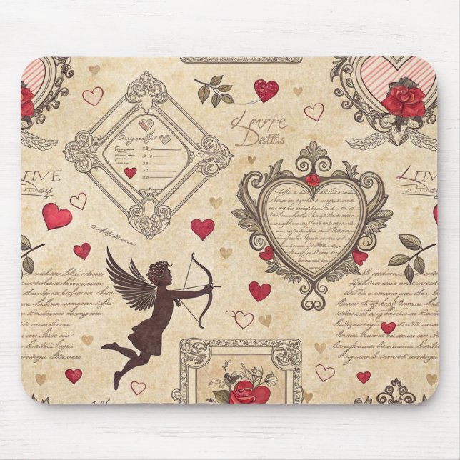 Vintage Cupid's Romantic Pattern (8) Mouse Pad (Front)
