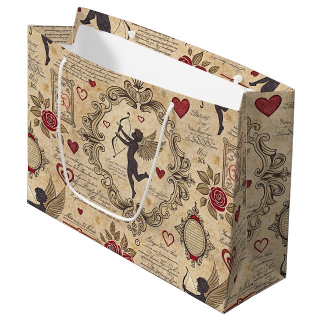Vintage Cupid's Romantic Pattern (9) Large Gift Bag (Front Angled)