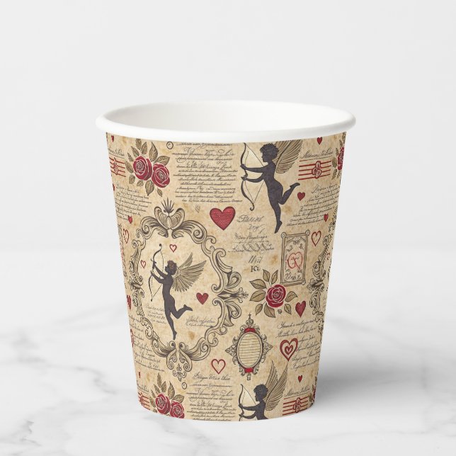 Vintage Cupid's Romantic Pattern (9) Paper Cups (Front)