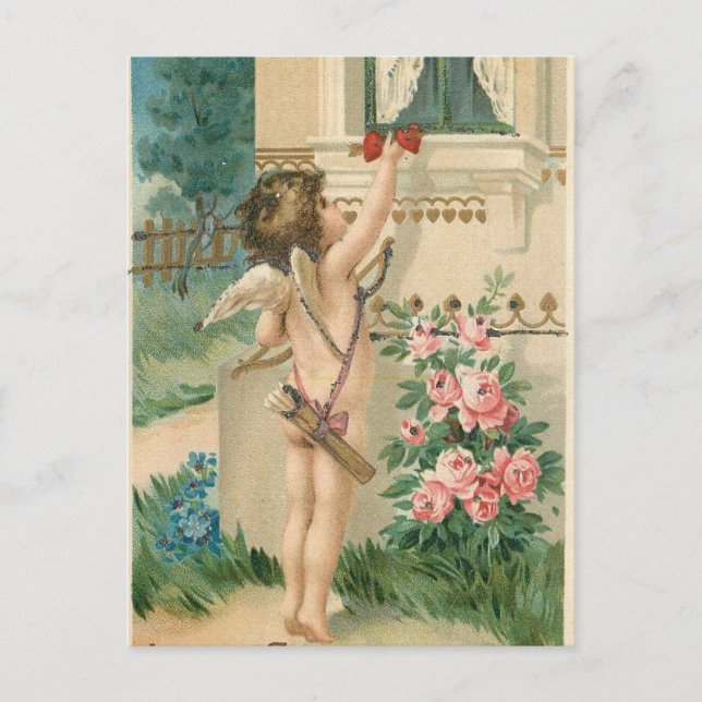 Vintage cupids with heart postcard (Front)