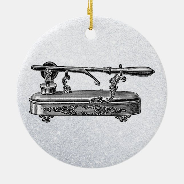 vintage curling iron ceramic ornament (Back)