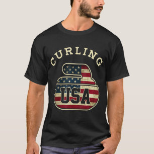 Vintage Curling Stone Hoodie Us Red White And Blue T-Shirt