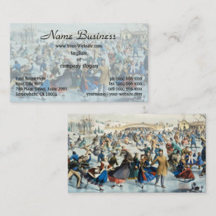 Vintage Currier and Ives Central Park Winter Art Business Card