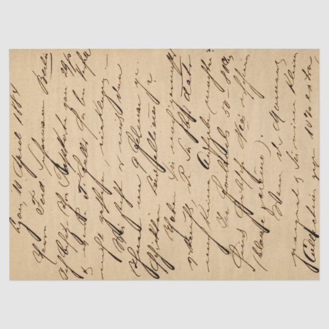 Vintage Cursive Grunge Rustic Decoupage Tissue Paper (Front)