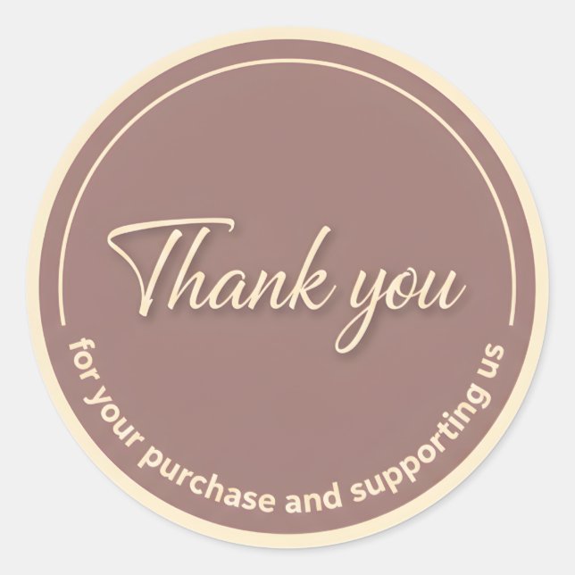 Vintage Cursive Thank You Business Sticker (Front)