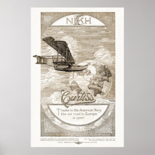 Vintage Curtiss Airplane Ad from 1919 Poster