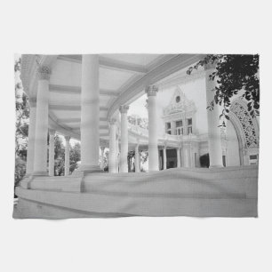 Vintage Curved Colonnade Black and White Photo Kitchen Towel