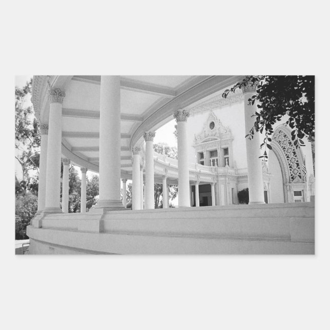 Vintage Curved Colonnade Black and White Photo Sticker (Front)