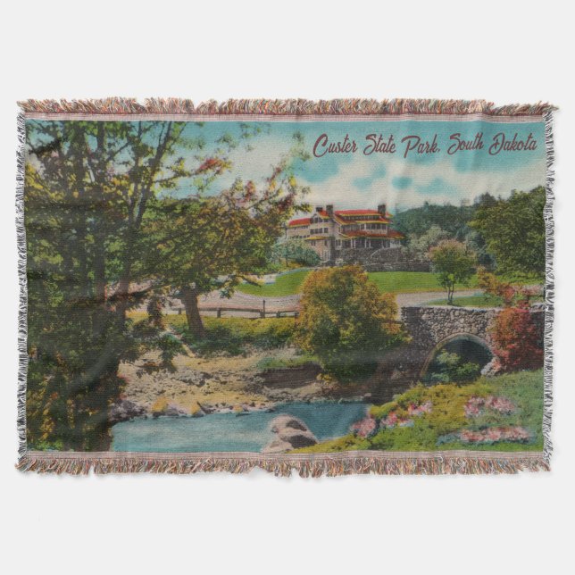 Vintage Custer State Park Throw Blanket (Front)