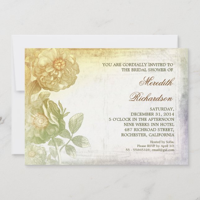 vintage custom bridal shower invitation (Front)