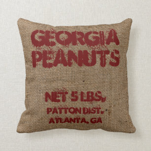 Vintage Custom Burlap Peanut Advertising Throw Pillow