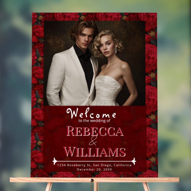 Vintage Custom Carnation Petal Spring Wedding Acrylic Sign (Neutral)