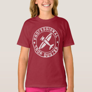 Vintage Custom Crop Duster Aircraft White Text T-Shirt
