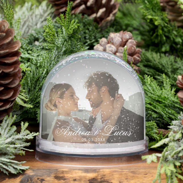 Vintage Custom Faded Photo & Text Christmas  Snowglobe (Winter)