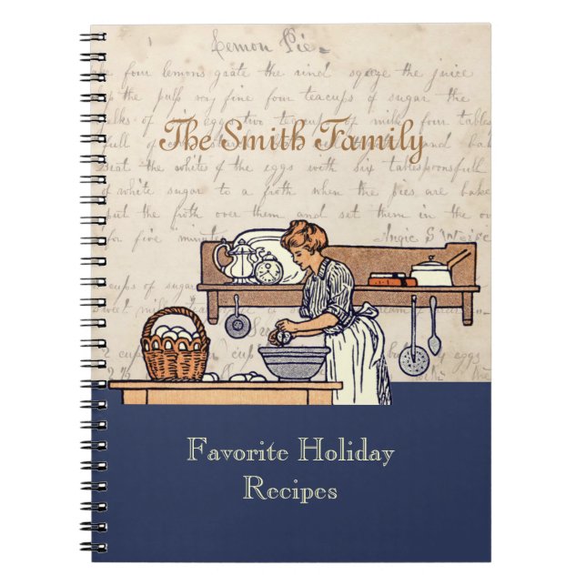 Vintage Custom Family Holiday Recipe Notebook (Front)