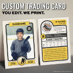 Vintage Custom Hockey Trading Card, Gold Player Calling Card<br><div class="desc">A vintage-inspired trading card design with classic frames, warm tones, and an old-school sports card feel. Designed to look timeless and collectable, this layout highlights the athlete front and centre with traditional stat styling on the back. Fully customizable with a photo, name, number, and player details, it creates a meaningful...</div>