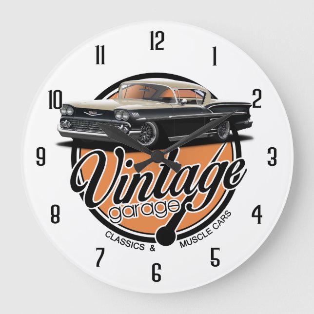 Vintage Custom Impala Garage Large Clock (Front)