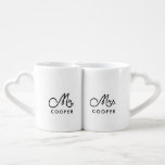 Vintage custom Mr and Mrs Coffee Mug Set<br><div class="desc">Mr and Mrs couple coffee mug,  customizable with your own name and your favourite colours.</div>