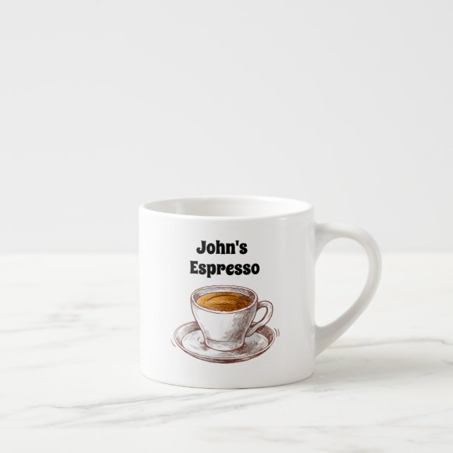 Vintage Custom Name Cute Small Espresso Espresso Cup (Right)