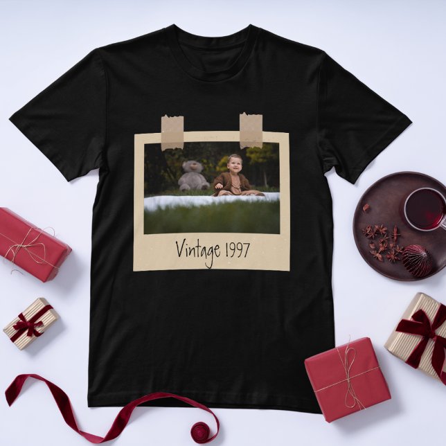Vintage Custom Photo & Year Birthday Personalized T-Shirt (Creator Uploaded)