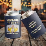 Vintage Custom Year Birthday Party Favor Photo Can Cooler<br><div class="desc">Celebrate in bold,  retro style with this personalized vintage “Custom Year” birthday photo can cooler. Featuring fun lightning bolt and star graphics,  a favorite photo,  and a custom milestone line like “Cheers to 60 Years, ” this drink holder makes the perfect birthday party favor.</div>