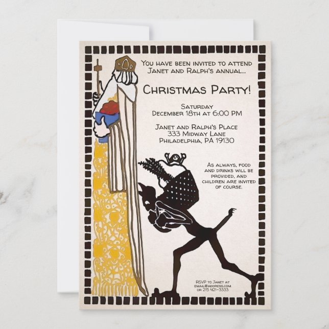 Vintage Customizable Christmas Party Invitation (Front)