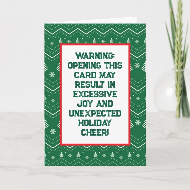 Vintage Customizable Funny Christmas Green Pattern Holiday Card (Front)