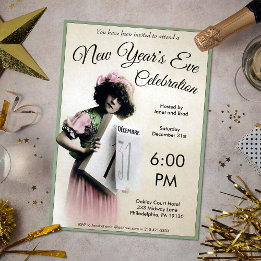 Vintage Customizable New Year's Party Invitation