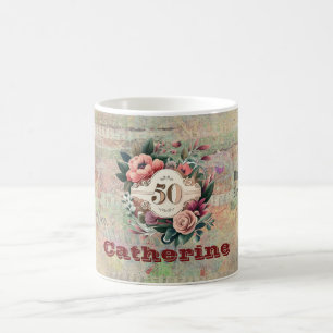 VINTAGE CUSTOMIZED FLORAL DESIGN COFFEE MUG
