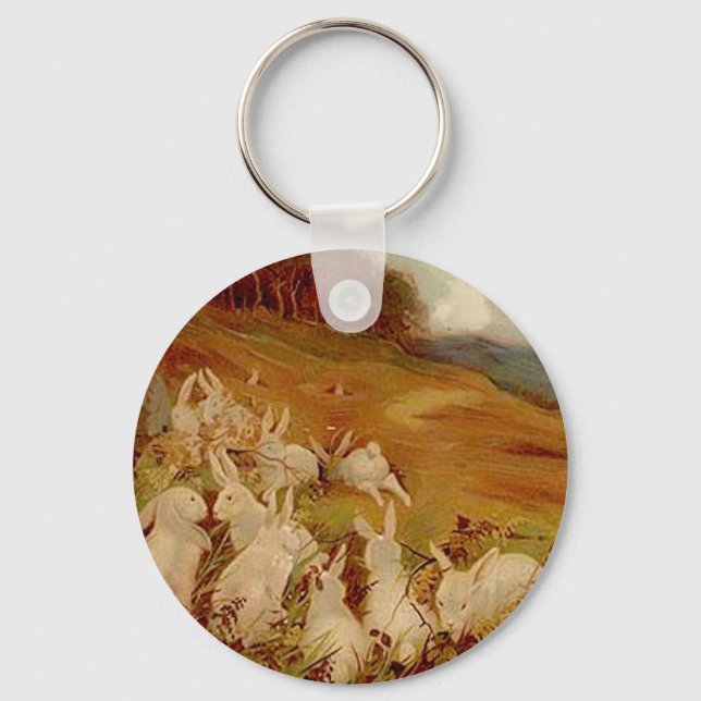 Vintage Cute Animal Easter | Bunny  Keychain (Front)