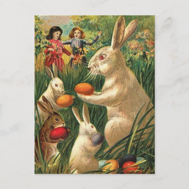 Vintage Cute Animal Easter  Holiday Postcard (Front)