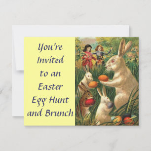 Vintage Cute Animal Easter  Invitation